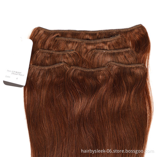 Rebecca Fashion 7 pieces each double drawn 100g real virgin remy seamless double weft straight wave clip in hair extensions
